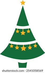 Christmas tree clip art design on plain white transparent isolated background for card, shirt, hoodie, sweatshirt, apparel, card, tag, mug, icon, poster or badge