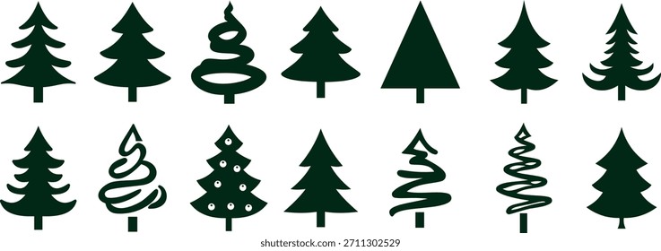 Weihnachtsbaum Clipart Bundle schwarz Silhouette Weihnachtsbäume Kiefer Baum Silhouette Vektor Set Weihnachten Icon Sammlung