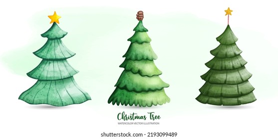 Christmas Tree Clipart, Christmas decoration, Watercolor illustration
