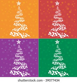 Christmas tree colection in many colors, vector art