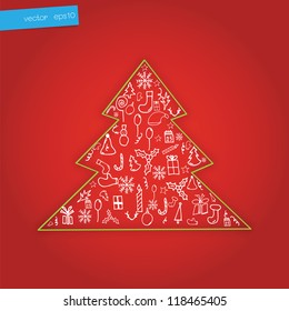 Christmas tree collection, hand drawing