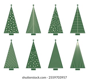 Christmas Tree Collection on white Background and green details