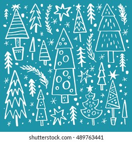 Christmas tree collection. Xmas design series. New Year or Christmas design element. Vector holiday clipart.