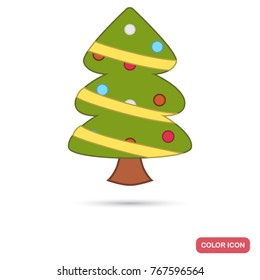 Christmas tree color flat icon for web and mobile design