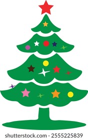 Christmas Tree Color Flat Icons