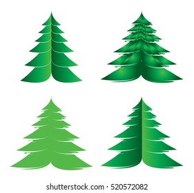 Christmas tree, color illustration, with a star. Simple modern abstract design, graphic element vector.