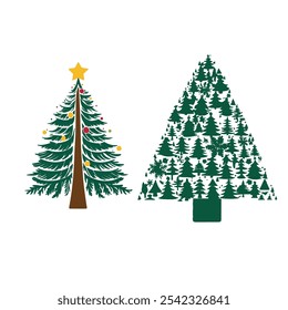 christmas tree color and vector
