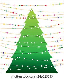 Christmas tree with colored bulbs