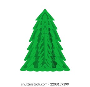 Christmas tree, colored drawing of a Christmas tree, on a transparent background, for holiday decoration, for creativity and printing