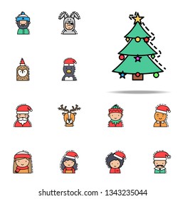 Christmas tree colored icon. Christmas avatars icons universal set for web and mobile
