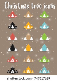 Christmas tree colored icon set vector illustration