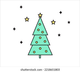 Christmas christmas tree colored icon. Christmas time. Symbol or logo for projects