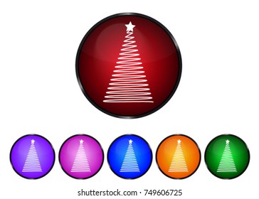 Christmas Tree - Colorful Button Set