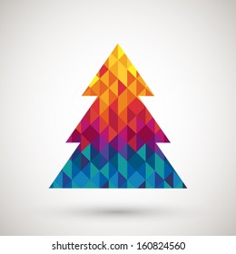 christmas tree with colorful diamond, vector illustration.