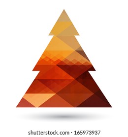 Christmas tree with colorful diamond, vector illustration.