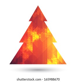 Christmas tree with colorful diamond, vector illustration.