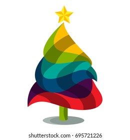 Christmas tree with a colorful mosaic style