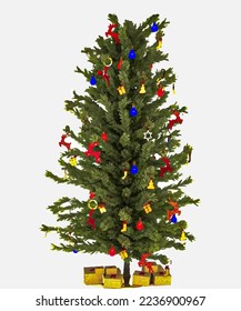 christmas tree with colorful ornaments vector desain