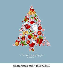 Christmas tree colorful vector illustration