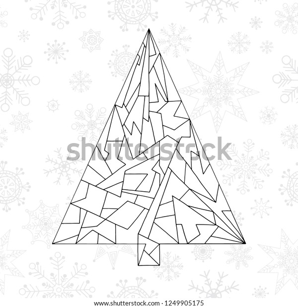christmas tree coloring book hand drawn stock vector