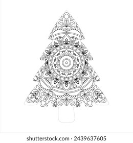 Christmas Tree Coloring Book Page For Adults