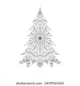 Christmas Tree coloring book pages for adults