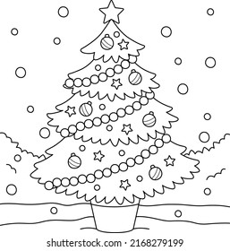 Christmas Tree Coloring Page for Kids