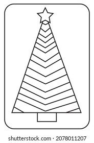 Christmas Tree Coloring Page Line Art Stock Vector (Royalty Free ...