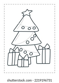 Christmas tree coloring page practice page for preschoolers