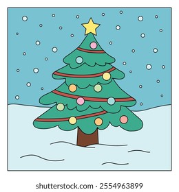 Christmas tree coloring pages for kids. Trace and color Christmas tree. Holiday seasons worksheet printable for kids. Christmas worksheet.