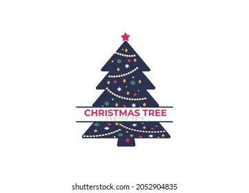Christmas tree Coloring vector template

