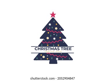 Christmas tree Coloring vector template
