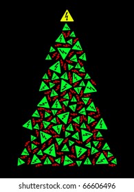 Christmas tree composed of high voltage symbols