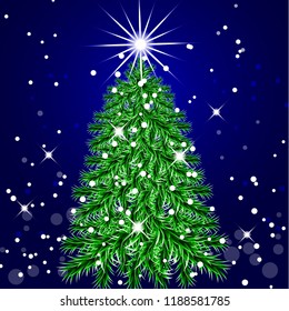 Christmas tree composed of particles can be used as the cover of a Christmas greeting card.