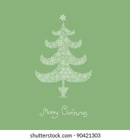 Christmas tree, composed from snowflakes. Vector, EPS8