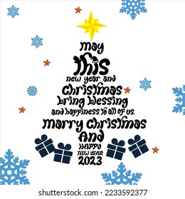 A Christmas tree composed of words of hope