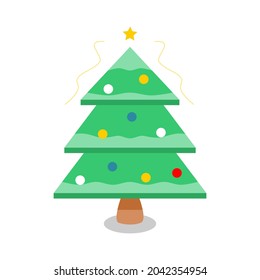 Christmas tree concept celebrate christmas and new year flat vector.