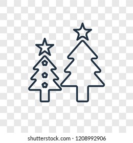 Christmas tree concept vector linear icon isolated on transparent background, Christmas tree concept transparency concept in outline style