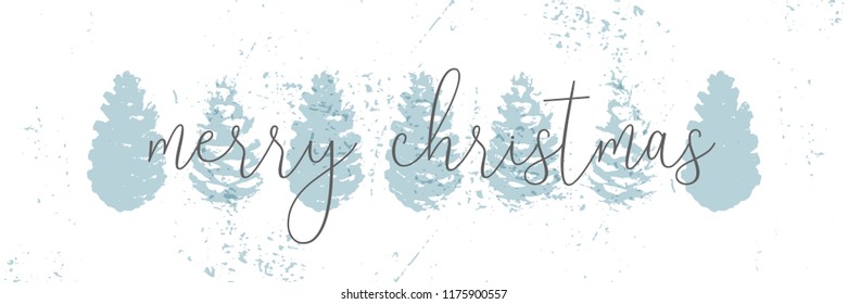 Christmas tree cone painting vector textures. Trendy Pastel blue white gold botanical winter pattern
