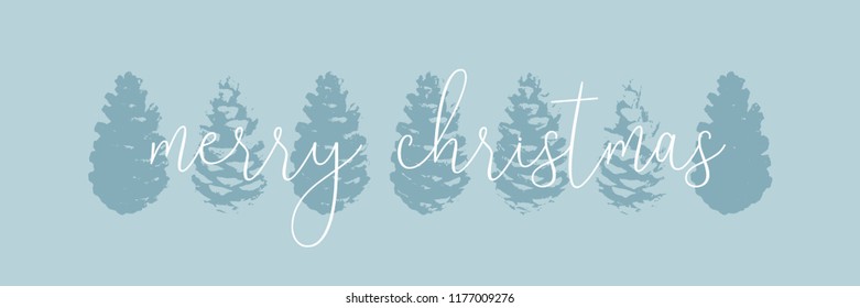 Christmas tree cone painting vector textures. Trendy Pastel blue white gold botanical winter pattern