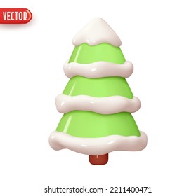 Christmas tree. Cone pine tree. Holiday decoration element. Festive Christmas Decor. Realistic 3d design In plastic cartoon style. Icon isolated on white background. vector illustration