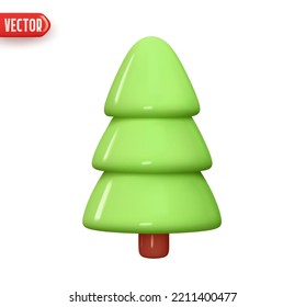 Christmas tree. Cone pine tree. Holiday decoration element. Festive Christmas Decor. Realistic 3d design In plastic cartoon style. Icon isolated on white background. vector illustration