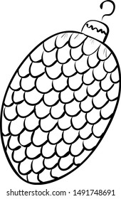 Christmas tree cone toy vector illustration isolated hand drawn outline coloring book