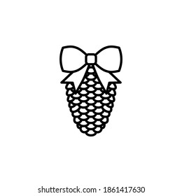 Icono vectorial de cono de árbol de Navidad en estilo moderno minimalista para Navidad. Cono de abeto con cinta aislada sobre fondo blanco. Decoración de las vacaciones de invierno. Arte de línea.