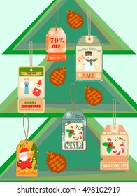 Christmas Tree with cones and Sale Tags