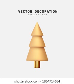 Christmas tree and conical pine. Xmas decoration isolated 3d object. vector illustration