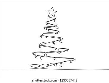 Christmas tree. Continuous line