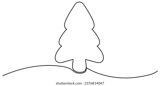 Dibujo continuo en el árbol de Navidad. Ilustración vectorial aislada en fondo blanco.