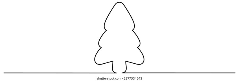 Dibujo continuo en el árbol de Navidad. Ilustración vectorial aislada en fondo blanco.