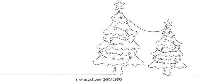 Christmas Tree Continuous Line Drawing